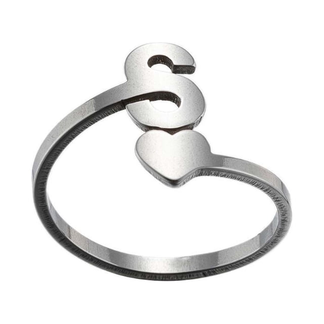 Xihbxyly Anillos de Moda, Anillos Abiertos Ajustables de Acero Inoxidable, Elegante Diseño de 26 Letras Inglesas, Accesorio de Joyería Llamativo, Ideal para Bodas, Fiestas, Compromisos y Banquetes, R