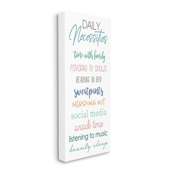 Stupell Industries Daily Necessities Home Relaxation Self-Care List Canvas Wall Art Design by Anna Quach, 13" x 30"