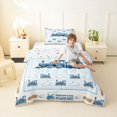 thumbnail image 2 of Castle Fairy Watercolor Train Twin Comforter Sets 3-Piece for Teens, Stripe Cloud Art Bedding Set for Bedroom, Light Blue White, 2 of 6