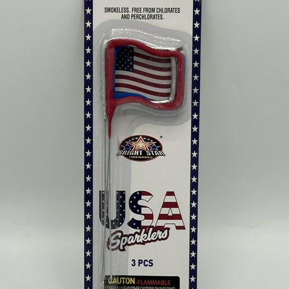 USA Sparklers-Flag Shape-Red, Silver and Blue Patriotic Sparklers for 4th of July parties-12 Pcs