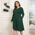 thumbnail image 4 of POSESHE Women's Plus Size Winter Casual Dress, Long Sleeves, Loose Flowy Dress With Pockets, 4 of 5