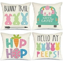 Easter Pillow Covers 18x18" Set of 4 Easter Decorations for Home Kids Throw Pillows Set