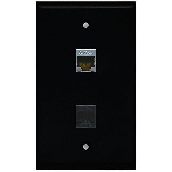 RiteAV - Black 1 Port Cat5e Ethernet Black 1 Port Cat6a Wall Plate
