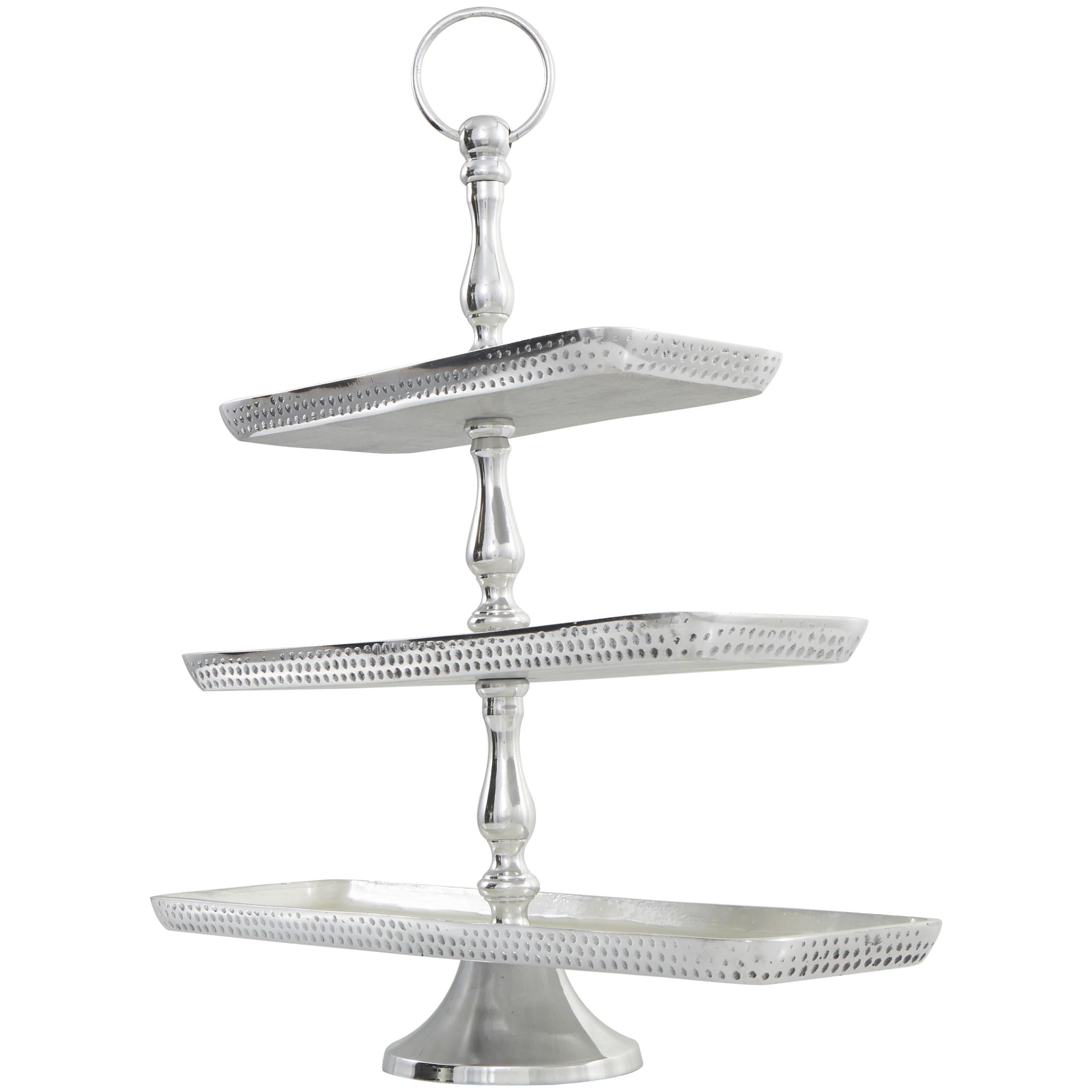 DecMode 18" x 19" Silver Aluminum Metal 3 Tiered Server, 1-Piece