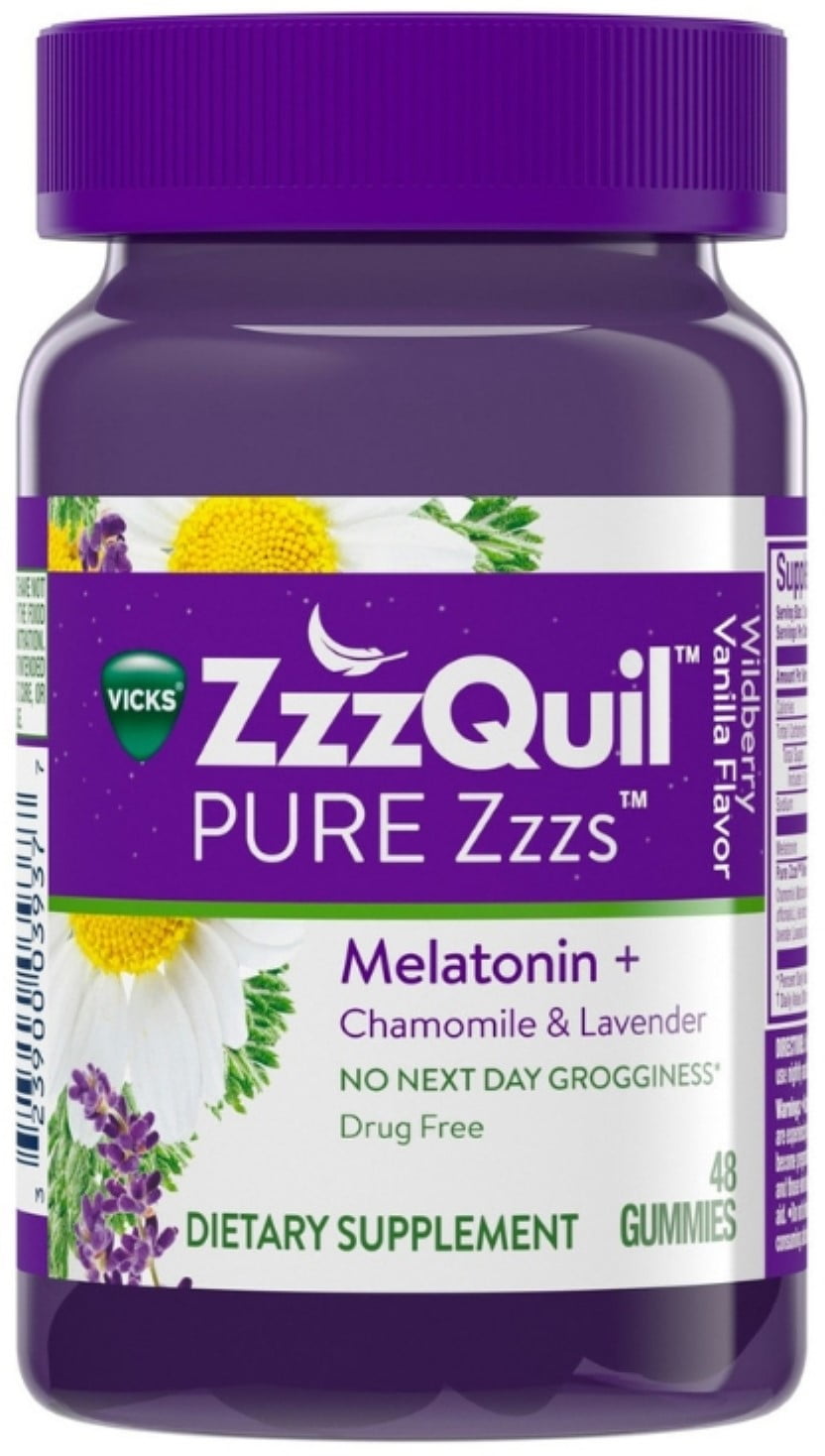 3 Pack Vicks Pure Zzzs Melatonin Sleep Aid Gummies, Wildberry Vanilla