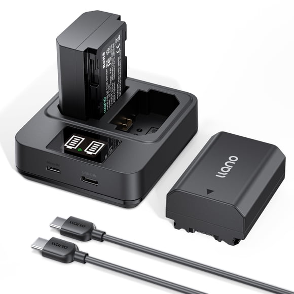 llano 2-Pack NP-FZ100 Batteries & 20W Fast Charger Set - for Sony A7III A7IV A6700 FX3 FX30 A7C A7CII A7RV A7RIII A6600 ZV-E1 ZV-