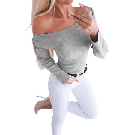 Femmes Sexy Automne Couleur Unie Blouse Dos Nu Creuser En Croise O Cou A Manches Longues Mince De Mode Casual Top Walmart Canada