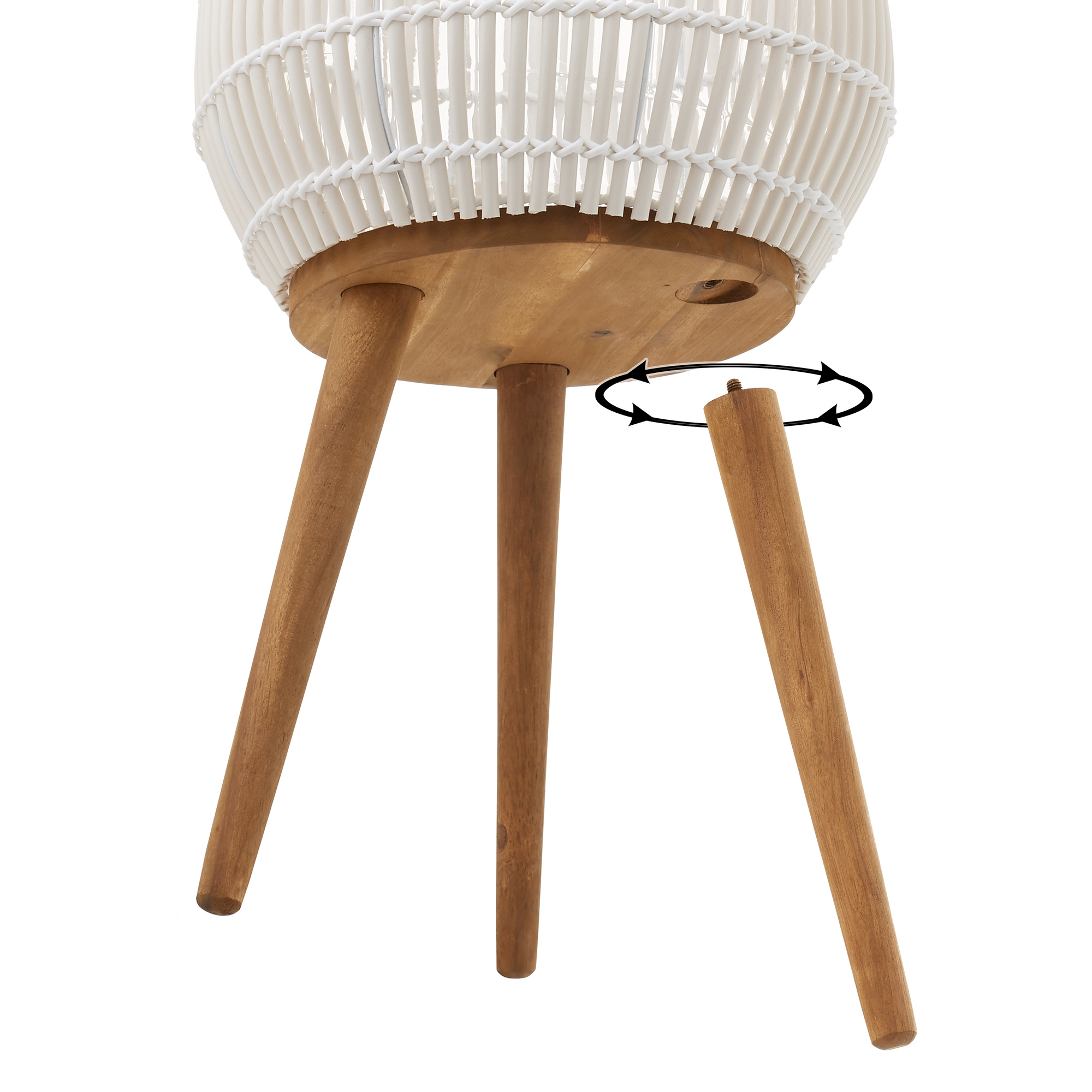 Casafield Floor Planter with Wood Legs in White, Planter Basket with Stand, Large Plant Pot Cover with Liner
