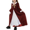 thumbnail image 5 of BRGZLK Medieval Princess Costume Solid Color Long Sleeve Round Neck Gown French Retro Long Skirt Flower Girl Dress Robe Gown Red 9-10 Years, 5 of 5