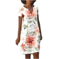 thumbnail image 2 of Robe d'Été pour Femmes 2024 Mode Grande Taille Ample Décontractée Col en V Imprimée Manches Courtes Robes 50 % de Réduction!, 2 of 5