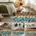 thumbnail image 6 of Light Blue Dog Paws 4ft Round Rug, Farmhouse Vintage Modern Blue Brown Wood Non-Skid Rubber Backing Large Area Rugs - Living Room Bedroom Home Office, Indoor Floor Mat Carpets Washable Rug, 6 of 9