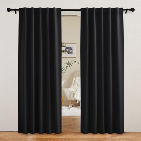 Blackout Curtains 80 inches Long for Bedroom Living Dining Room | Thermal Insulated, Privacy Protection, UV Blocking, Drapes for Sliding Patio Glass Door, W42 x L80, Black, 2 Panels