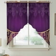 thumbnail image 2 of Purple Boho Floral Swag Valances for Windows 2 Pack, Kitchen Window Curtains 36 Inch Length, Vintage Ethnic Tribal Abstract Art Privacy Swag Curtains for Living Room/Bathroom with Rod Pocket 36"x36", 2 of 8
