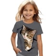 thumbnail image 4 of Girls' Tops Cute Cat Graphic Print Short Sleeve Tee Soft Casual Girls Clothes Grey 10-11 Years, 4 of 4