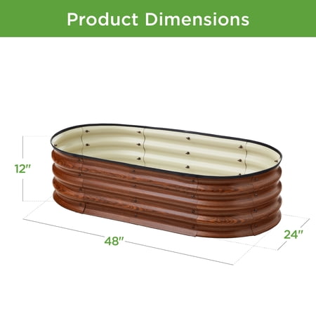 Best Choice Products Raised Metal Oval Garden Bed 4x2ft – Wood Grain Planter Box for Vegetables & Flowers - Image 2