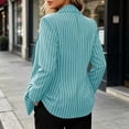 thumbnail image 6 of FDGIU Women's Vertical Pinstripe Single Button Blazer Jacket, Notched Lapel Long Sleeve Loose Fit Suit Coat with Flap Pockets for Office Business Casual Spring Fall Daily Layering, 6 of 7