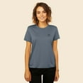 thumbnail image 3 of Dalix Smile Face Embroidered Soft Cotton Short Sleeve T Shirt Womens in Vintage Navy S Small, 3 of 5