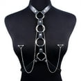 thumbnail image 2 of Glaciersei Nipple Ring with Choker Necklaces Stainless Steel Nipple Rings Chain Heart Cat Head Punk, 2 of 4