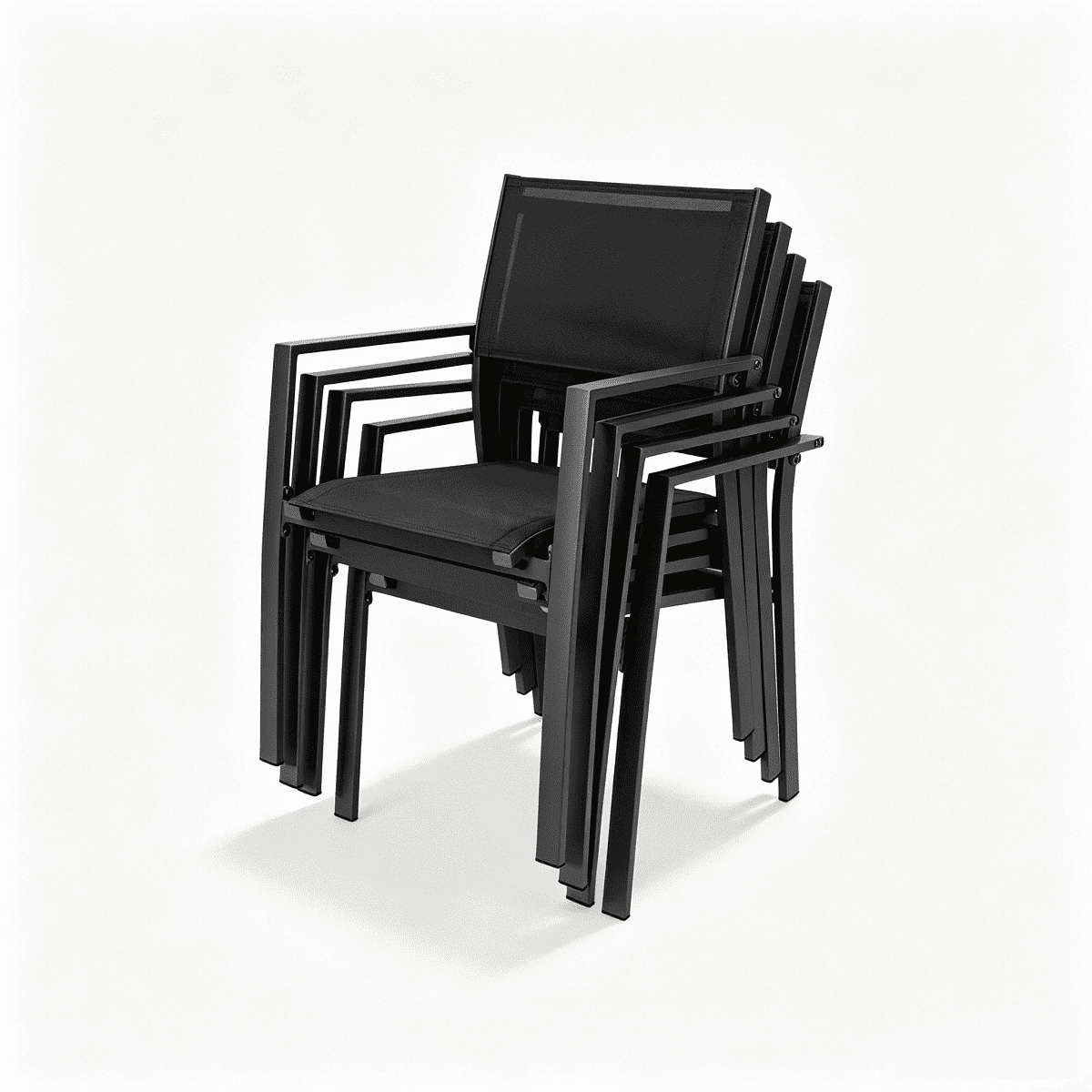 2-Piece Patio Stackable Dining Chairs with Textilene, Black