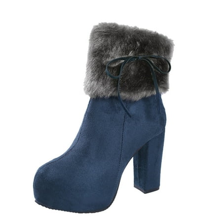 

bvgfsahne Short Breathable Retro Chunky Zipper High Women s Heels Shoes Fashion Boots Women s Boots