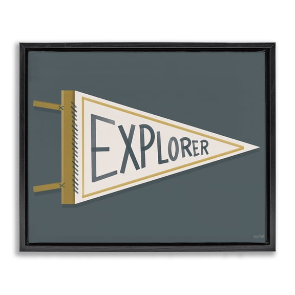 Stupell Industries Explorer Retro Pennant Black Framed Floater Canvas Wall Art, design by House Fenway