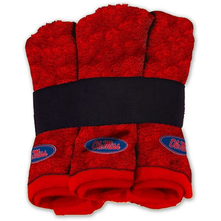 NCAA Mississippi Rebels Wash Cloth Set, 6pk
