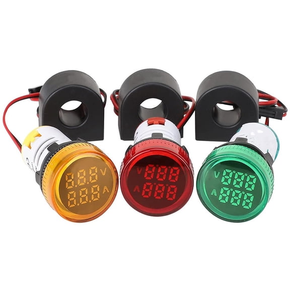 3Pcs Volt Amp Meter Ac 60-500V 100A Voltage Current Monitor Digital Led Display Yellow Fangkenuo