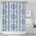 thumbnail image 2 of Extra Long Boho Shower Curtain 72x84 Inches - Vintage Floral & Tropical Leaves Pattern, Waterproof Bohemian Bathroom Decor with 12 Hooks, Tribal Rustic Style, 2 of 5