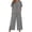 96#Gray, variant on Linen Set Women 2 Piece Outfits V Notch Short Sleeve Button Down Shirts Summer Flowy Crop Wide Leg Pants Sets Yellow XL