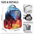 thumbnail image 5 of Psesaysky Artistic Water and Fire Design Zaino per ragazze with Breathable, Durable Lightweight 17 Inch Backpack for Girls for Daily Use School, 5 of 9