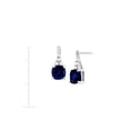 thumbnail image 3 of Created Blue and White Sapphire Sterling Silver 6mm Cushion-Cut Post Earrings, 3 of 5