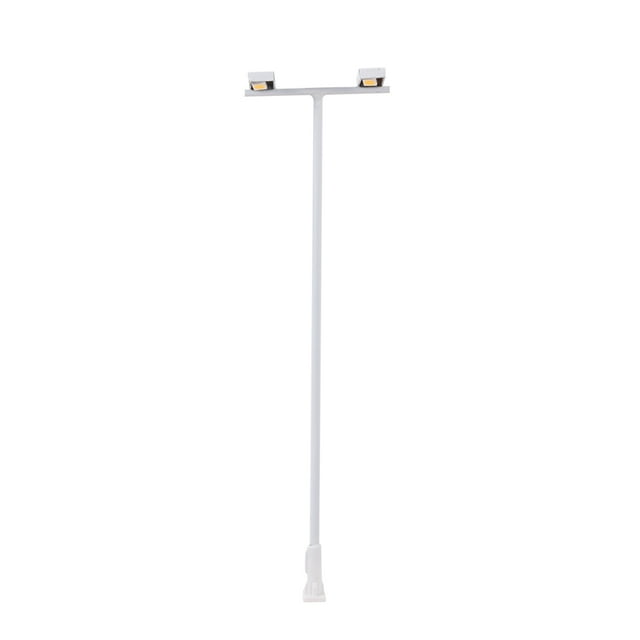 Bewildely Modelo de luces de corte, farolas de exterior en miniatura, tamaño pequeño 1:87, lámpara de señal LED de tres cabezas, accesorios de Artesanía Dos cabezales/Luz blanca Bewildely HA066426-01