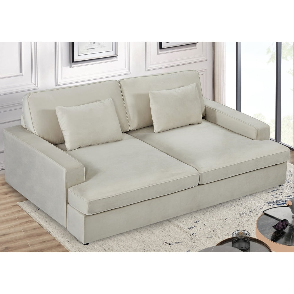 US Pride Furniture Polyester 94.49"W Over Size Cushion Backs Sofa, Ivory