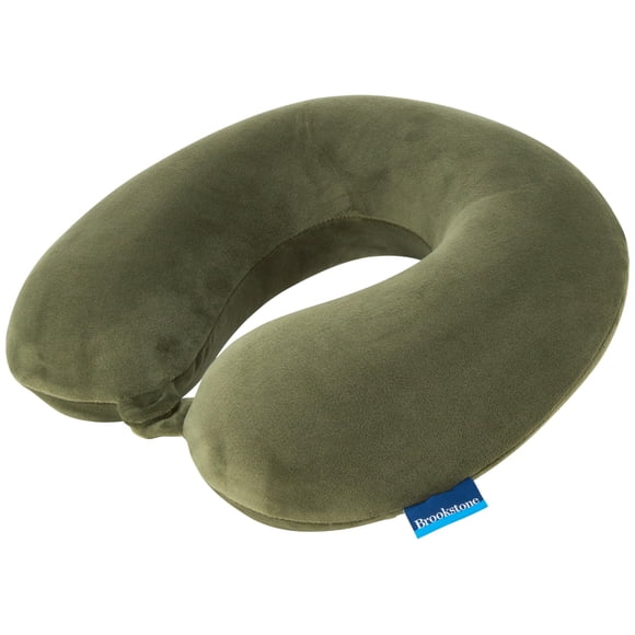 Almohada de Cuello para Viaje Brookstone Ligera de Forro Polar Oliva
