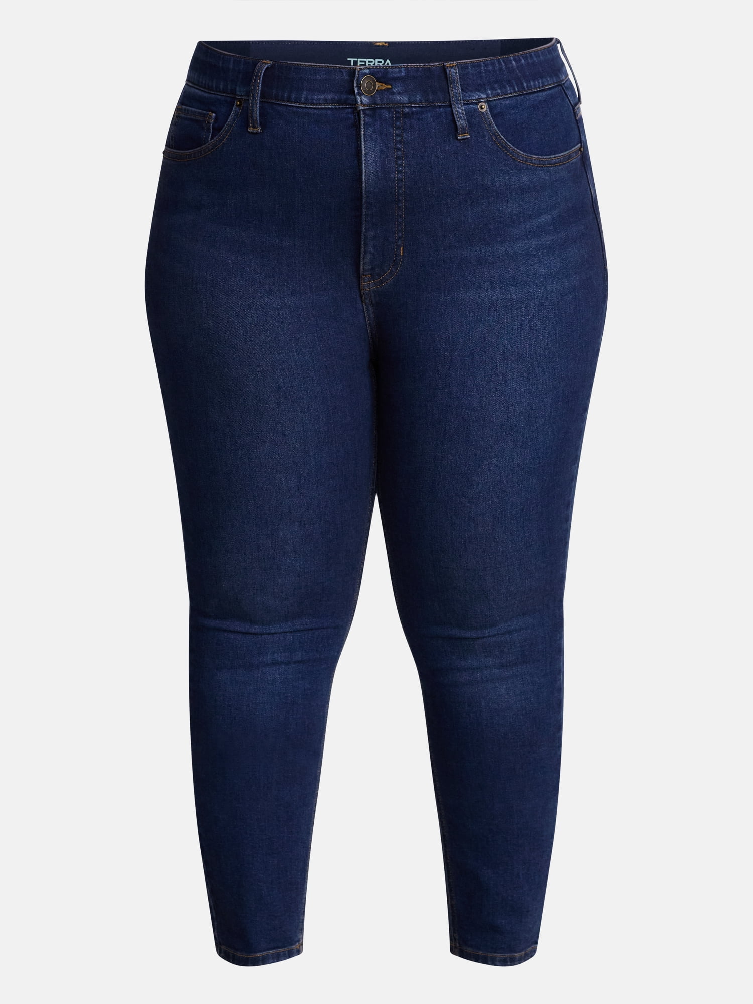 Terra & Sky Women's Plus High Rise Skinny Jeans, 27" Inseam, Sizes 16W-26W