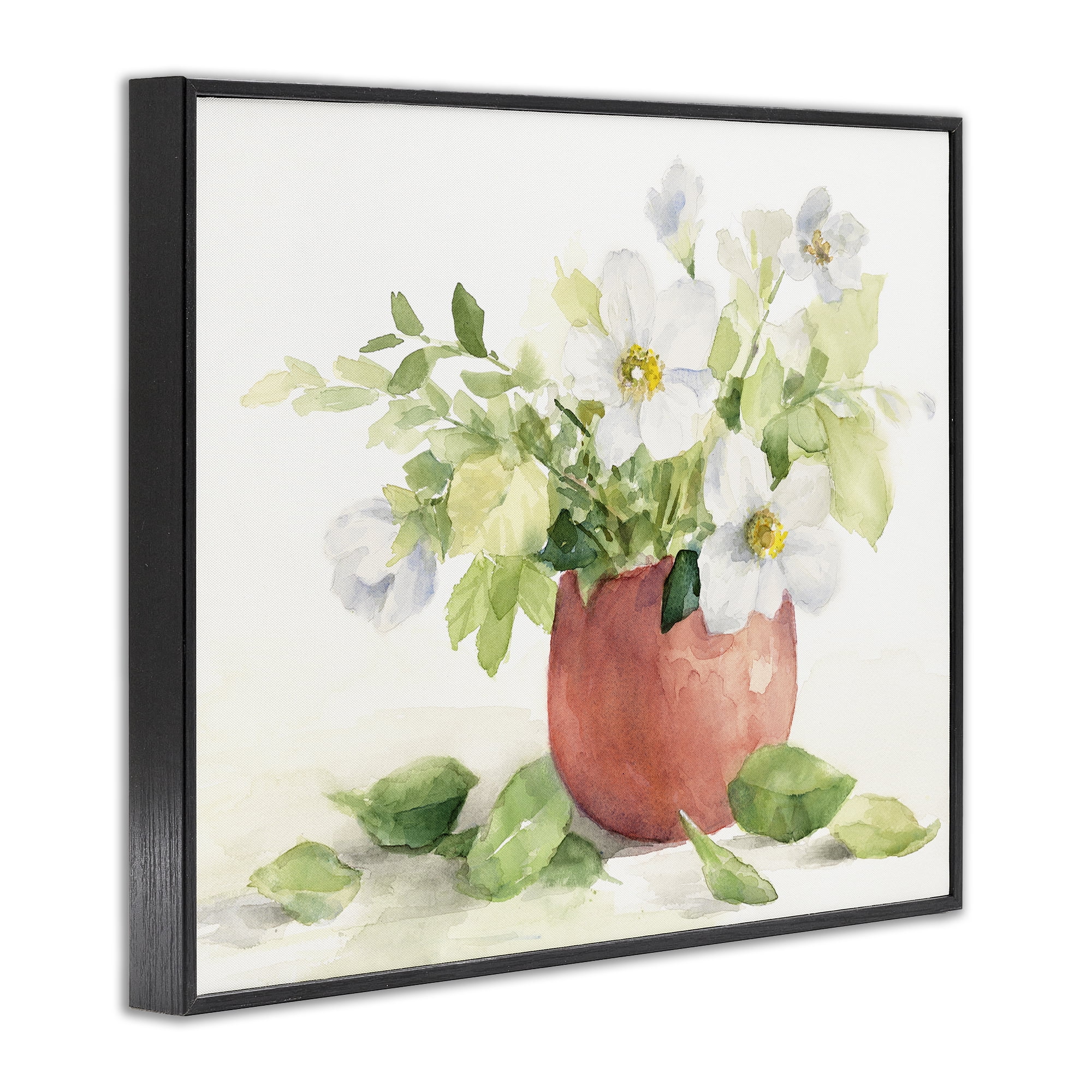Stupell Industries White Anemones in Copper Vase Black Framed Giclee Art, design by Lanie Loreth