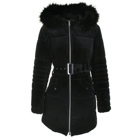 puffer fur faux jacket womens