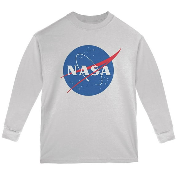 NASA Logo Youth Long Sleeve T Shirt White YXL