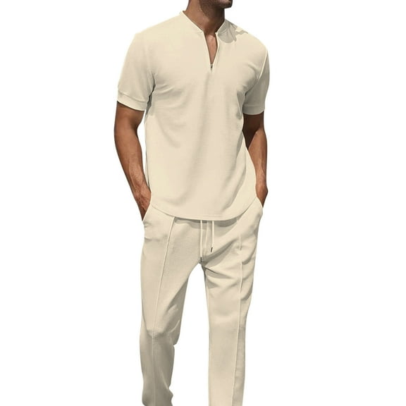 Aofany Mens Tracksuits 2 Piece Set Long Sleeve Causal Zip Collar Running Sports Sweatsuit for Men 2 Piece Outfits