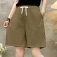 thumbnail image 4 of Sakmal A Line Women Shorts Chino Plus Size Green 8" Solid High Waisted Shorts with Pockets, 4 of 5