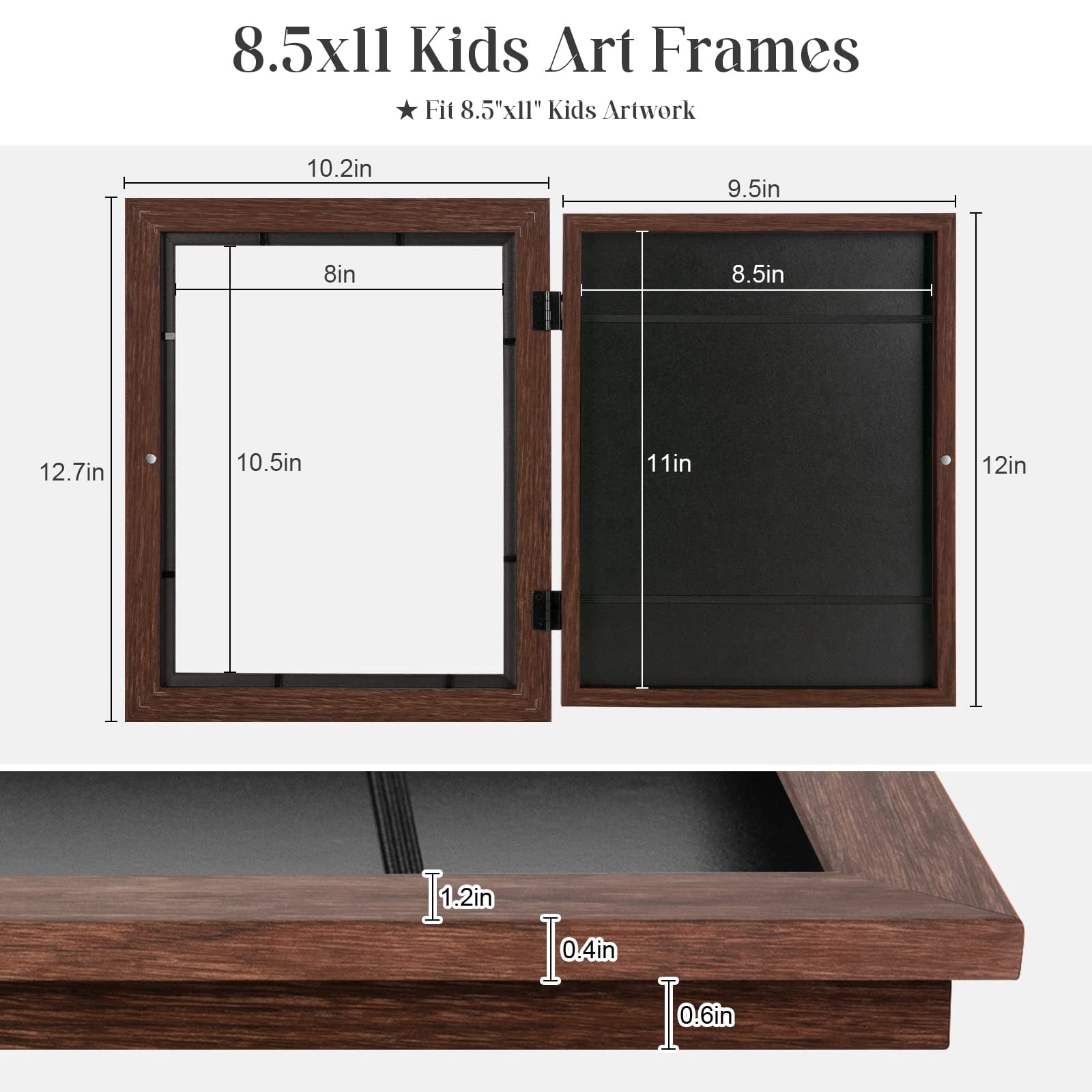 WSBArt Kids Art Frames, 8.5x11 Front Opening Kids Artwork Frames Changeable,Artwork Display Storage Frame for Wall,Holds 50 Pcs,for 3D Picture,A4 Art-Work,Crafts,Children Drawing,Hanging Art,Portfolio
