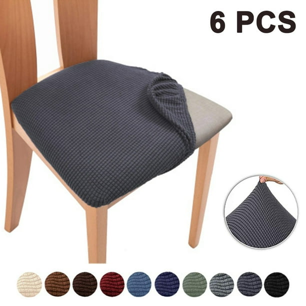 6 uds fundas de asiento de silla Jacquard elásticas, fundas de cojín de asiento de silla de comedor lavables extraíbles antipolvo Xemadio 2034668-2
