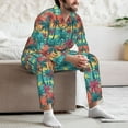 thumbnail image 7 of Balery Hawaii Palms Pattern Pajama Sets for Men Long Sleeve 2 Piece Sleepwear Loungewear Sets Soft PJ's with Pockets Long Sleeve Comfy Pj Sets-Large, 7 of 7
