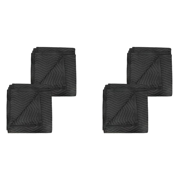 4Pcs Moving Blankets 40x72Inches Heavy Duty Packing Blankets for Moving Shipping Furniture Wrapping for Furniture-Black