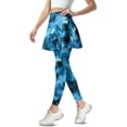 thumbnail image 2 of COEQINE Women Comfy Tennis Skirted Legging with Pockets Ruffle Pleated Elastic Fashion Golf Skirts with Leggings Blue Black Tie-Dye and Spot Print Full Length Yoga Pants, 2XL, 2 of 7