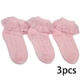 thumbnail image 2 of LYMAYTER 3 Pack ‌Spring Toddler Socks Breathable Eyelet Socks‌ Double Ruffle Girls Dance Socks 1-12Y, 2 of 7
