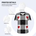 thumbnail image 3 of Goofa Heart Black Buffalo Plaid Gingham Pattern Mens Golf Shirt Baseball T-shirt Moisture Wicking Dry Fit Performance Sport Short Sleeve Striped Golf Polo Shirts-Small, 3 of 7