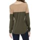 thumbnail image 5 of Camiseta casual de color bloque de manga larga con escote en V dividido para mujeres INSPIRE CHIC XL caqui, 5 of 7