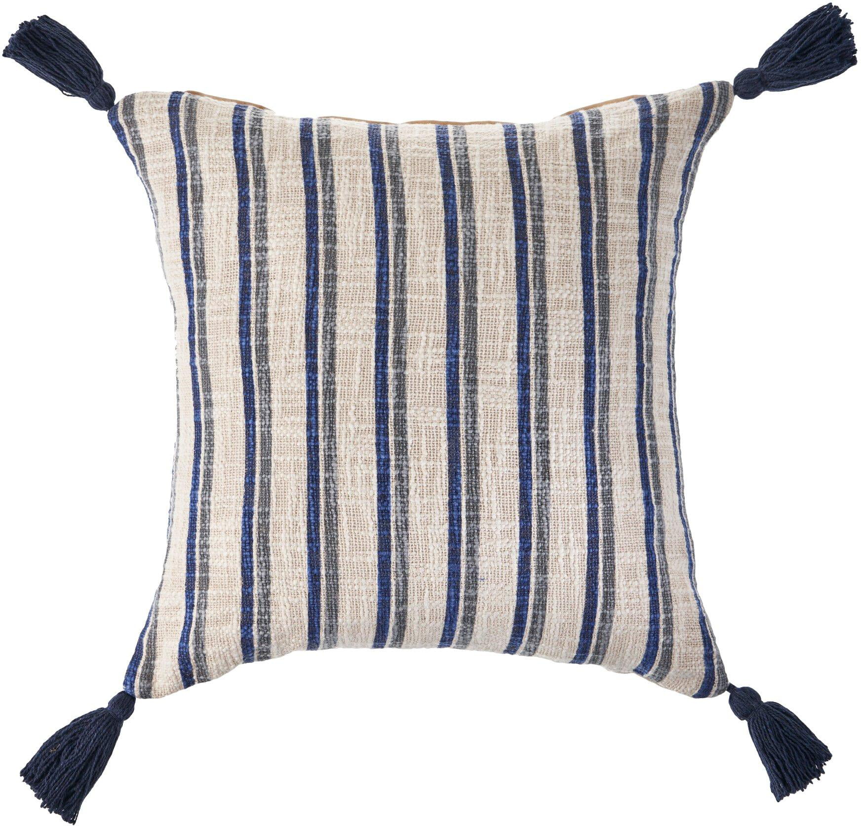 LR Home Tassel Throw Pillow Gray/Natural 18 x 18