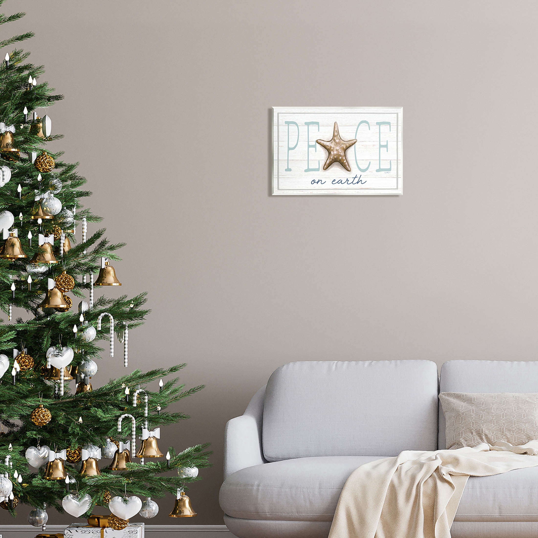 Stupell Industries Peace On Earth Starfish Sign Graphic Art Unframed Art Print Wall Art, Design by Elizabeth Tyndall